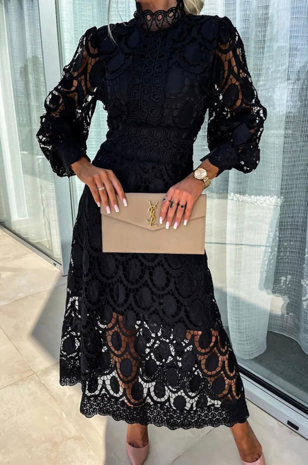 Elegantes Spitzen-Midikleid für Frauen – Stilvolles Kleid für besondere Anlässe 2