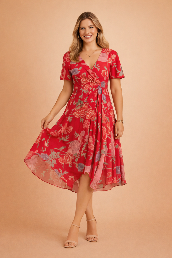 Elegantes V-Ausschnitt Kleid für Damen – Perfekt für Frühling und Sommer 0
