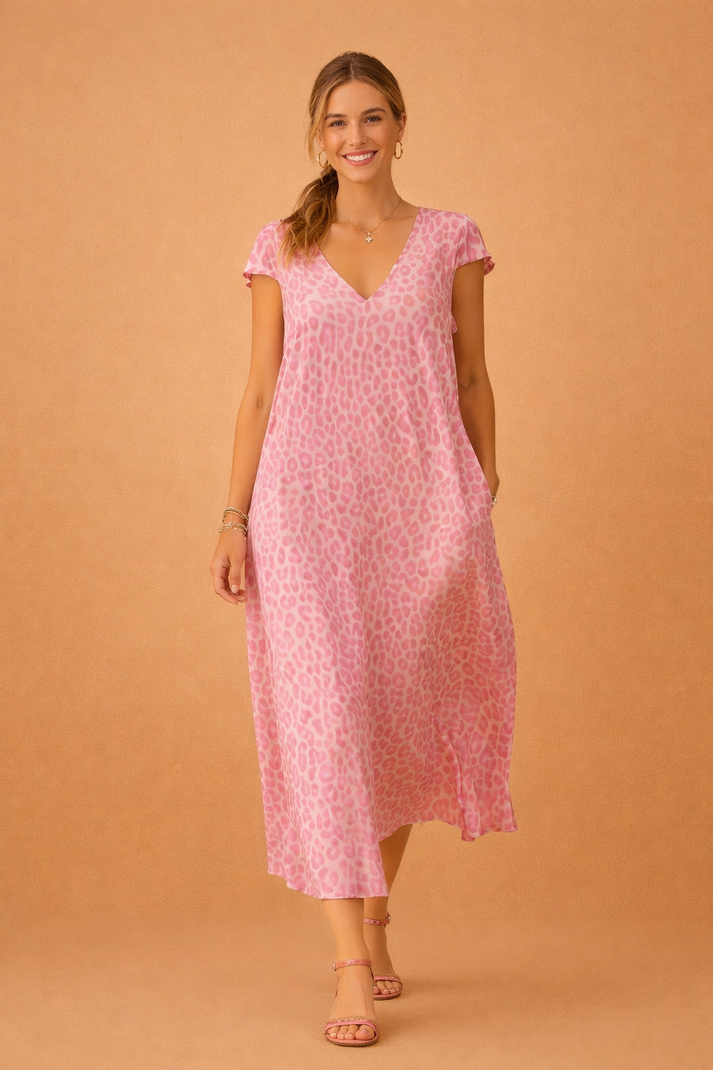 Elegantes V-Ausschnitt Kleid mit kurzen Ärmeln für Frauen - Stilvolles Sommerkleid 0