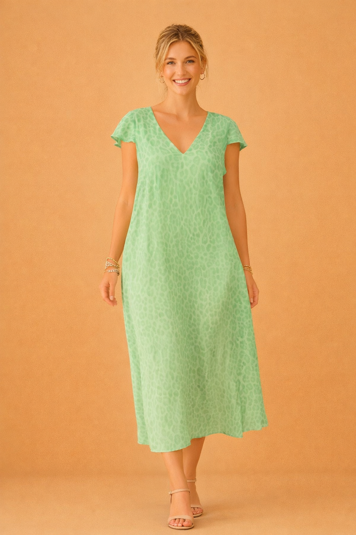 Elegantes V-Ausschnitt Kleid mit kurzen Ärmeln für Frauen - Stilvolles Sommerkleid 1