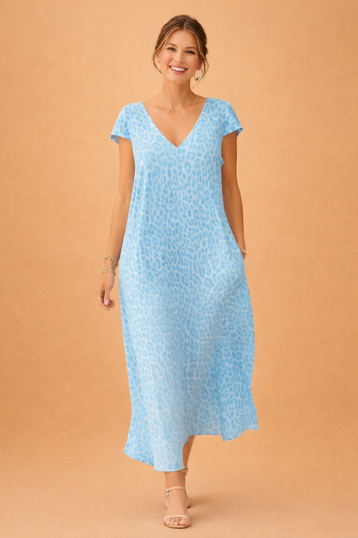 Elegantes V-Ausschnitt Kleid mit kurzen Ärmeln für Frauen - Stilvolles Sommerkleid 2