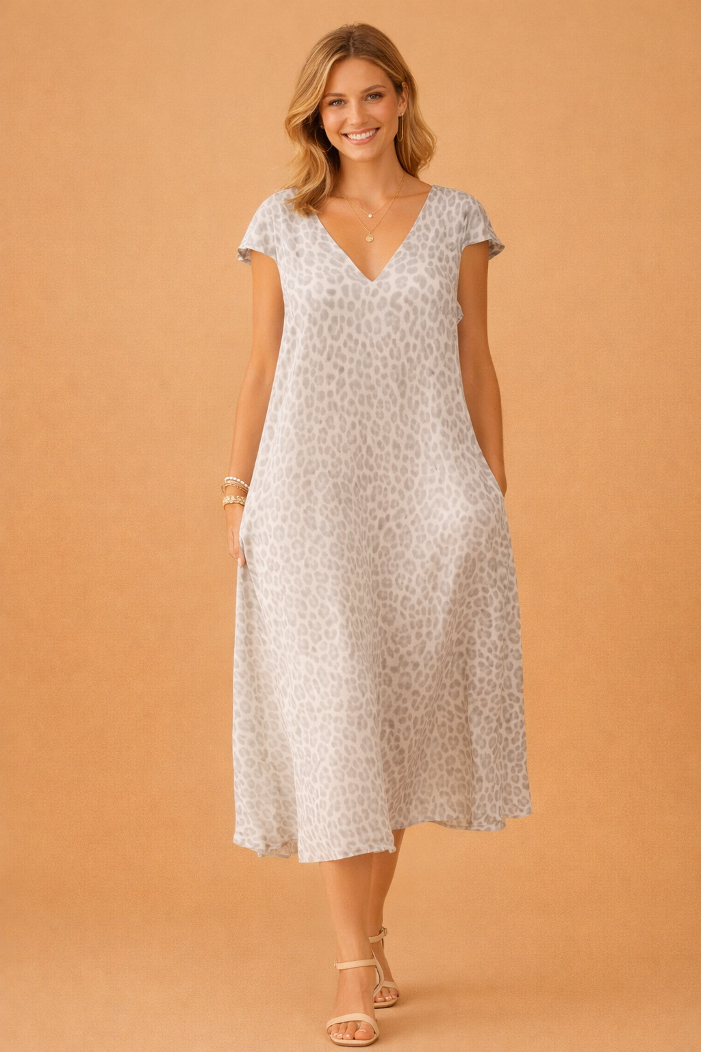 Elegantes V-Ausschnitt Kleid mit kurzen Ärmeln für Frauen - Stilvolles Sommerkleid 3