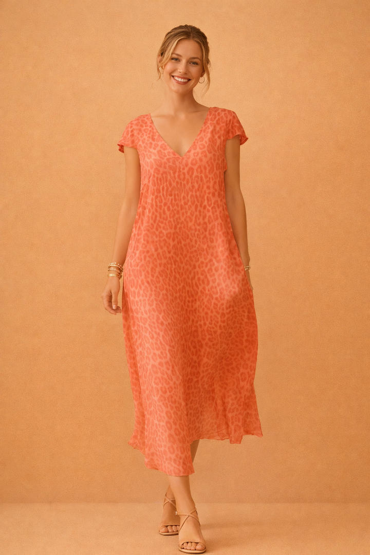 Elegantes V-Ausschnitt Kleid mit kurzen Ärmeln für Frauen - Stilvolles Sommerkleid 4