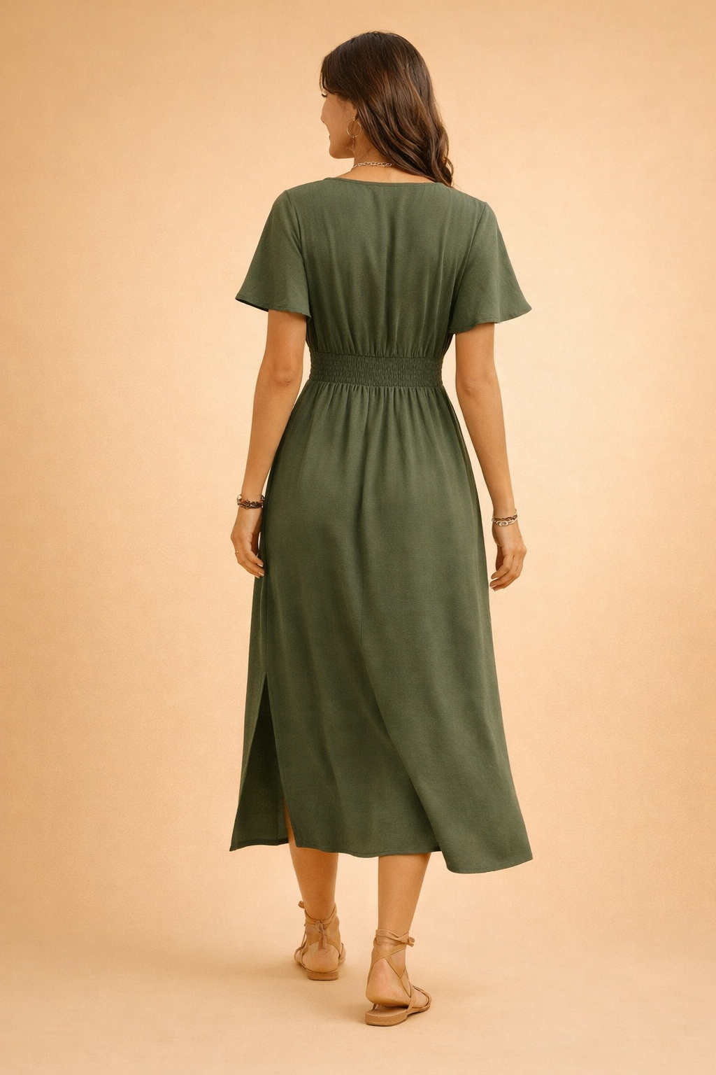 Elegantes, langes Boho-Kleid mit V-Ausschnitt für Damen 2