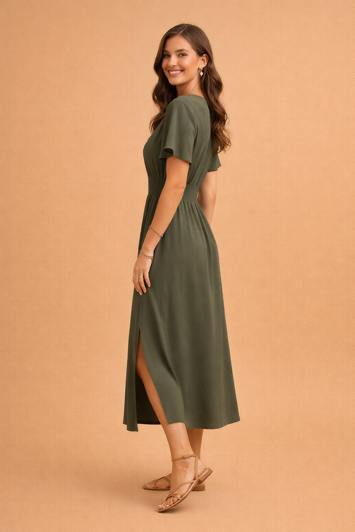 Elegantes, langes Boho-Kleid mit V-Ausschnitt für Damen 3