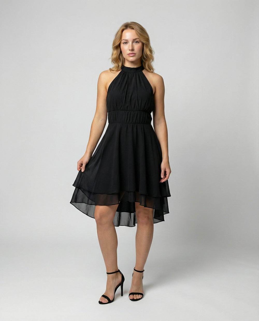 Elegantes ärmelloses Damen-Sommerkleid mit Rüschen für warme Tage 1