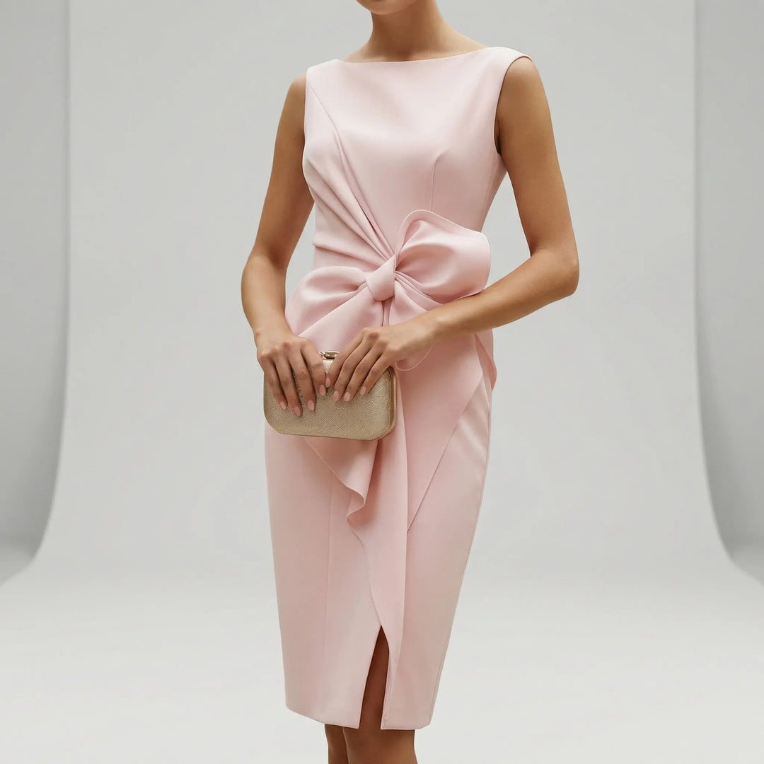 Elegantes ärmelloses Midi-Cocktailkleid für Hochzeiten und Partys 2