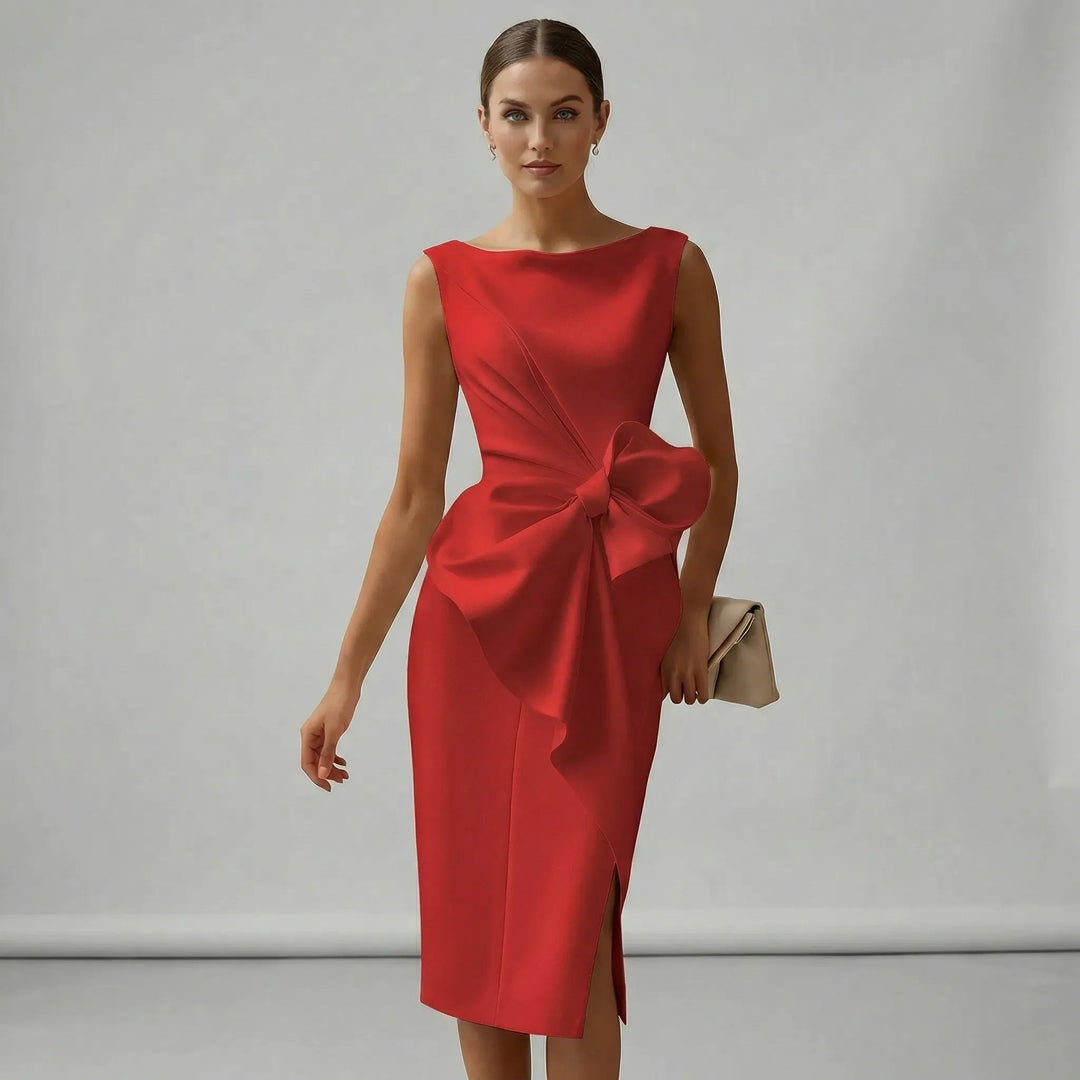 Elegantes ärmelloses Midi-Cocktailkleid für Hochzeiten und Partys 6