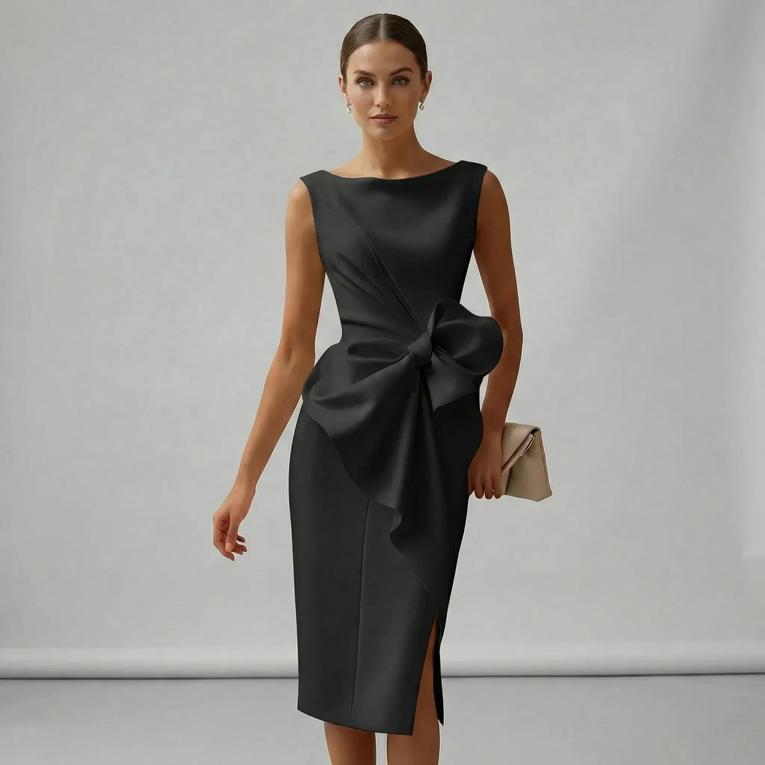 Elegantes ärmelloses Midi-Cocktailkleid für Hochzeiten und Partys 7