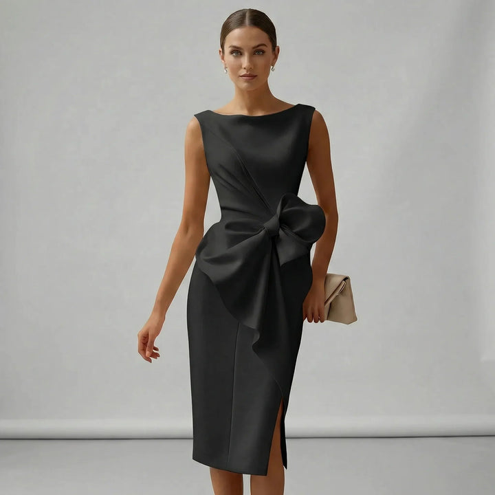 Elegantes ärmelloses Midi-Cocktailkleid für Hochzeiten und Partys 7