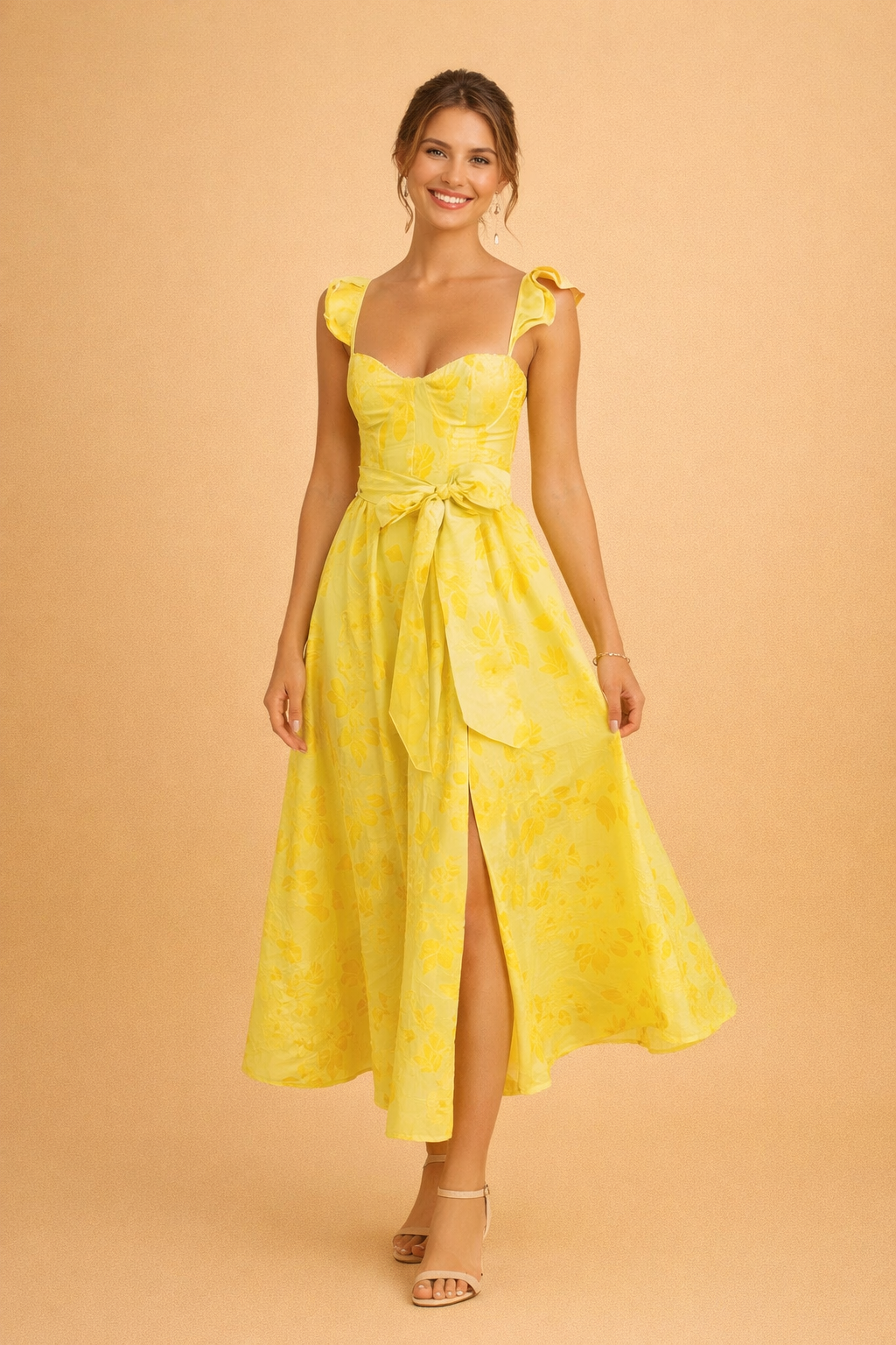 Elegantes langes Kleid mit Rüschen für Frauen - Perfekt für besondere Anlässe 0