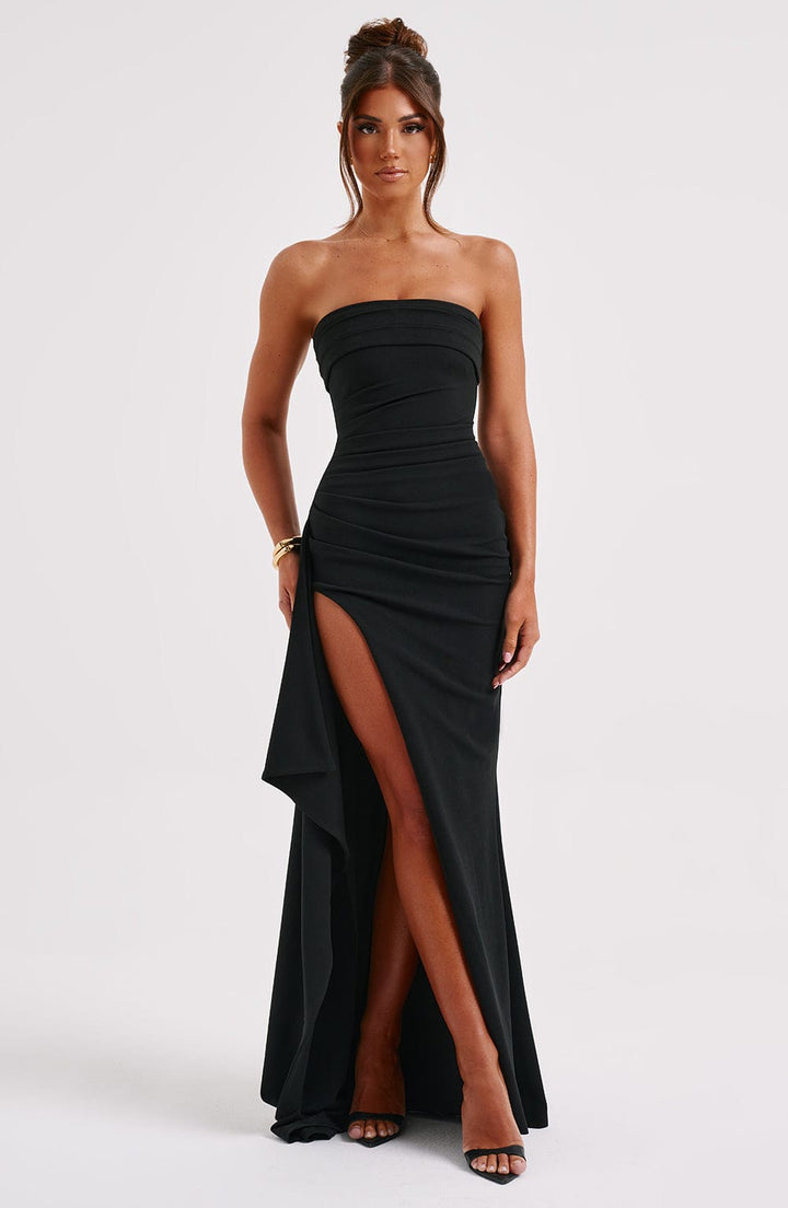 Elegantes schwarzes Damenkleid für Sommerabende und Partys 0