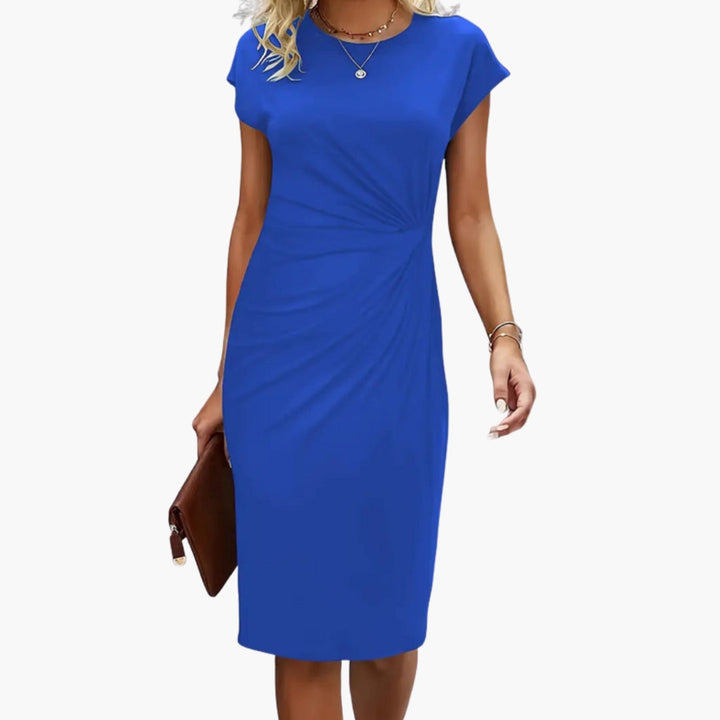 Elegantes schwarzes Midikleid für Damen - Sommerkleid mit Rundhalsausschnitt und taillierter Silhouette 2