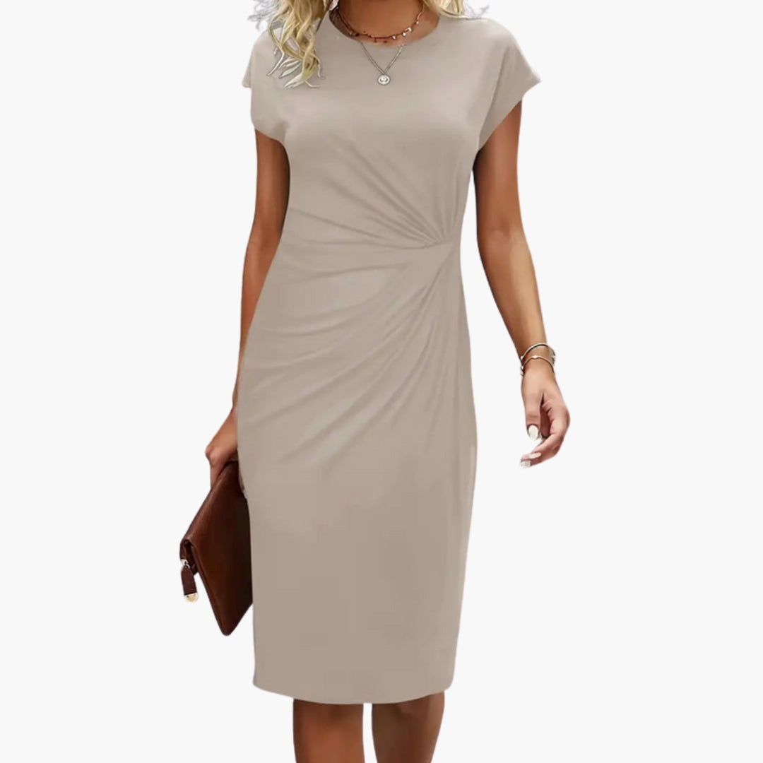 Elegantes schwarzes Midikleid für Damen - Sommerkleid mit Rundhalsausschnitt und taillierter Silhouette 4