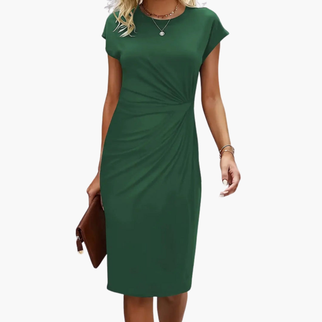 Elegantes schwarzes Midikleid für Damen - Sommerkleid mit Rundhalsausschnitt und taillierter Silhouette 5