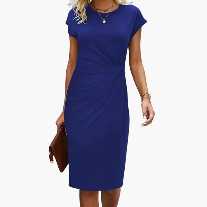 Elegantes schwarzes Midikleid für Damen - Sommerkleid mit Rundhalsausschnitt und taillierter Silhouette 6