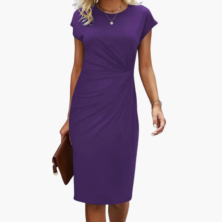 Elegantes schwarzes Midikleid für Damen - Sommerkleid mit Rundhalsausschnitt und taillierter Silhouette 7