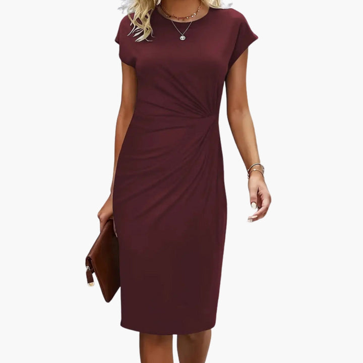 Elegantes schwarzes Midikleid für Damen - Sommerkleid mit Rundhalsausschnitt und taillierter Silhouette 8