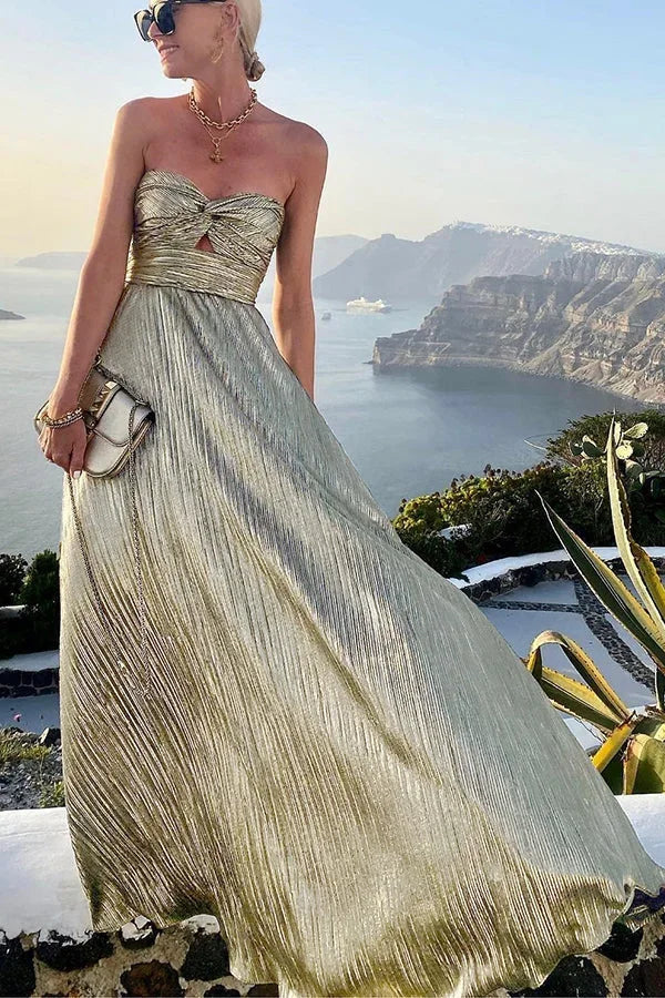 Elegantes trägerloses Maxikleid mit Glitzereffekt für besondere Anlässe 3