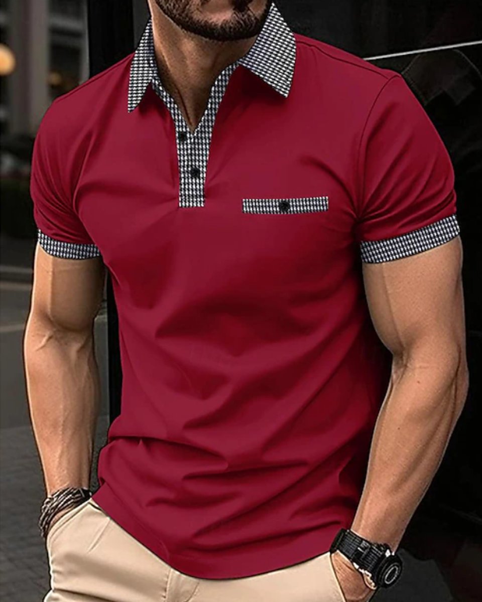 Elias | Herren Kurzarm-Poloshirt Kontrastkragen Slim-Fit 0