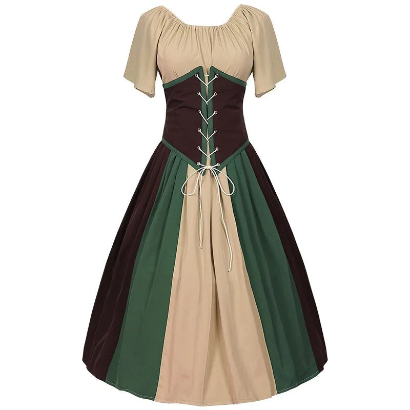 Festliches Damenkleid Mittelalter mit Schnürung & Mehrfarbigem Rock für Elegante Anlässe – Stilvolle Kleider für Damen 1