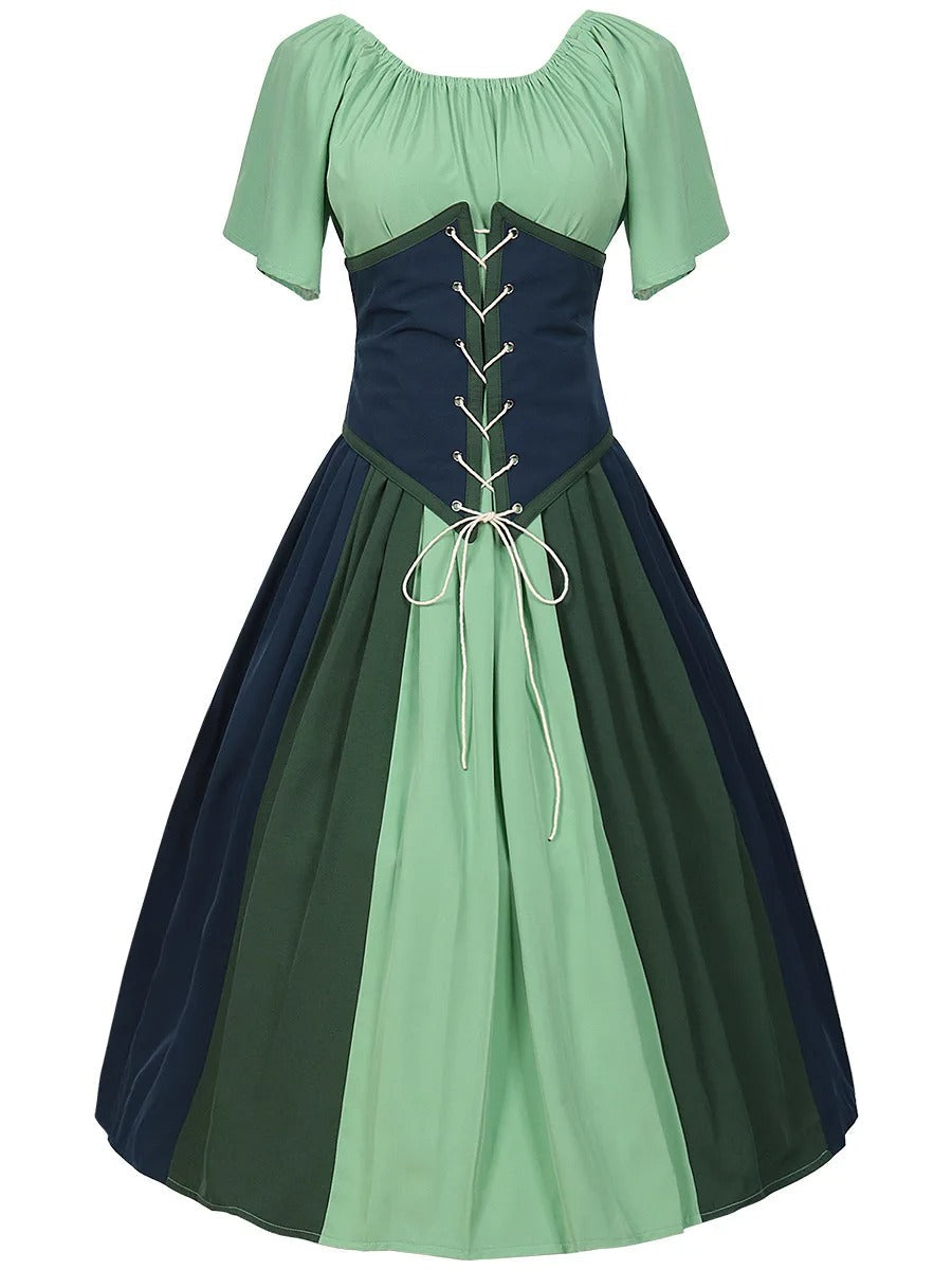 Festliches Damenkleid Mittelalter mit Schnürung & Mehrfarbigem Rock für Elegante Anlässe – Stilvolle Kleider für Damen 3
