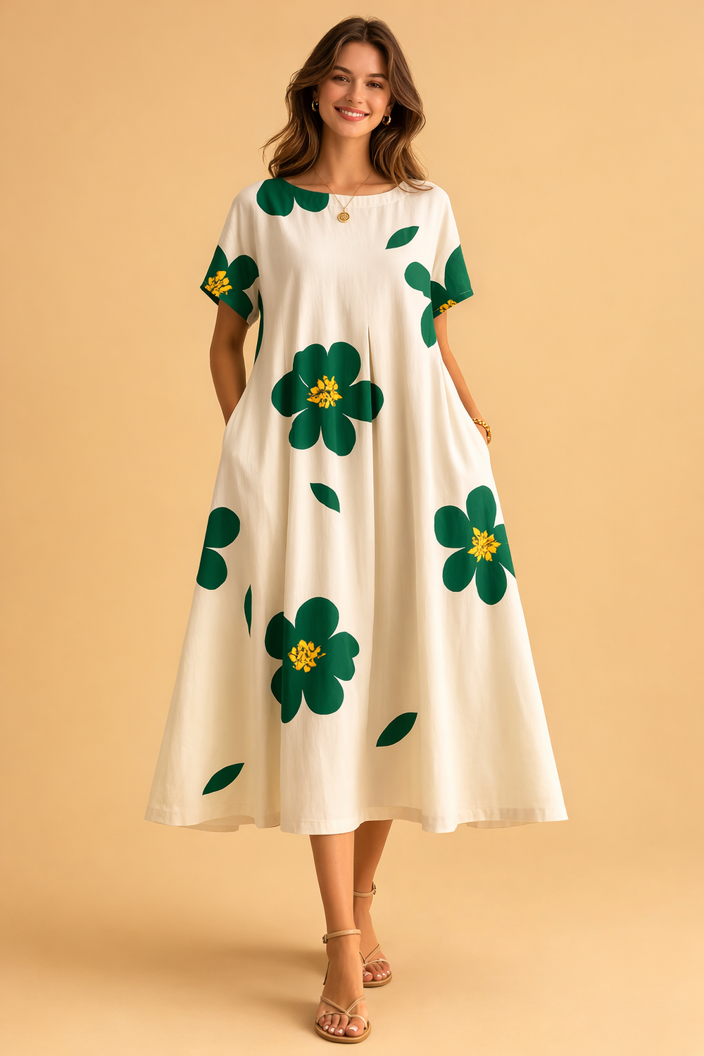 Festliches Damenkleid mit Blumendruck – Elegantes Boho-Kleid für besondere Anlässe und Sommertage 1