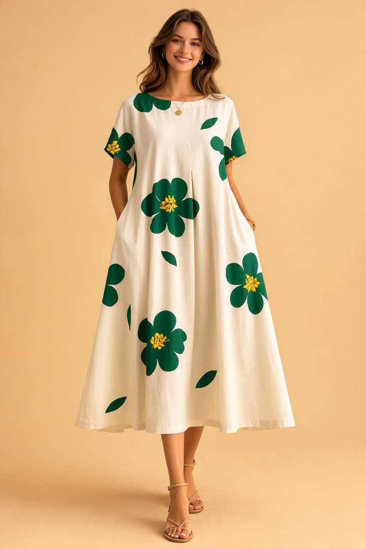 Festliches Damenkleid mit Blumendruck – Elegantes Boho-Kleid für besondere Anlässe und Sommertage 1