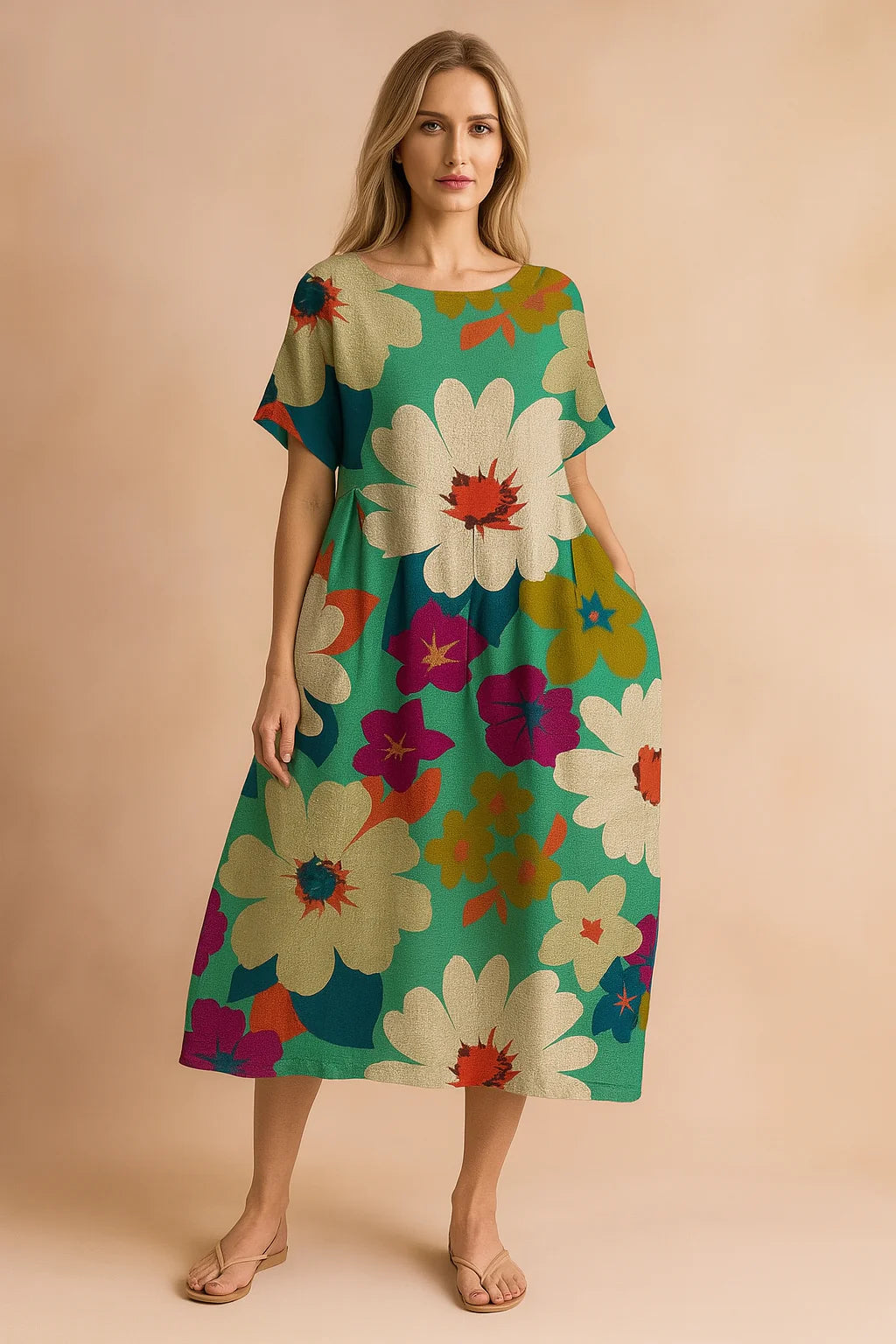 Festliches Damenkleid mit Blumendruck – Elegantes Boho-Kleid für besondere Anlässe und Sommertage 5