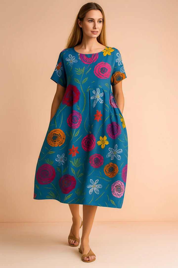 Festliches Damenkleid mit Blumendruck – Elegantes Boho-Kleid für besondere Anlässe und Sommertage 6