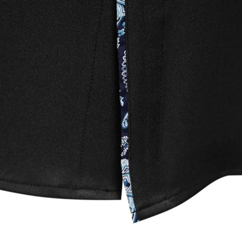 Figurbetontes Herren Langarm Polo mit Paisley Kontrastdetails für eleganten Stil 7