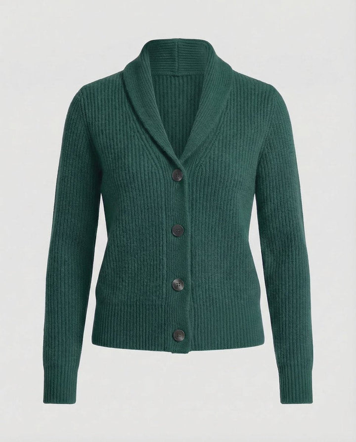 Gerippter Damen-Cardigan mit Reverskragen und Knopfleiste für eleganten Büro- und Freizeitlook 0