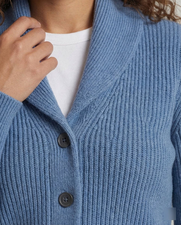 Gerippter Damen-Cardigan mit Reverskragen und Knopfleiste für eleganten Büro- und Freizeitlook 3