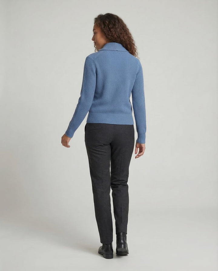 Gerippter Damen-Cardigan mit Reverskragen und Knopfleiste für eleganten Büro- und Freizeitlook 4