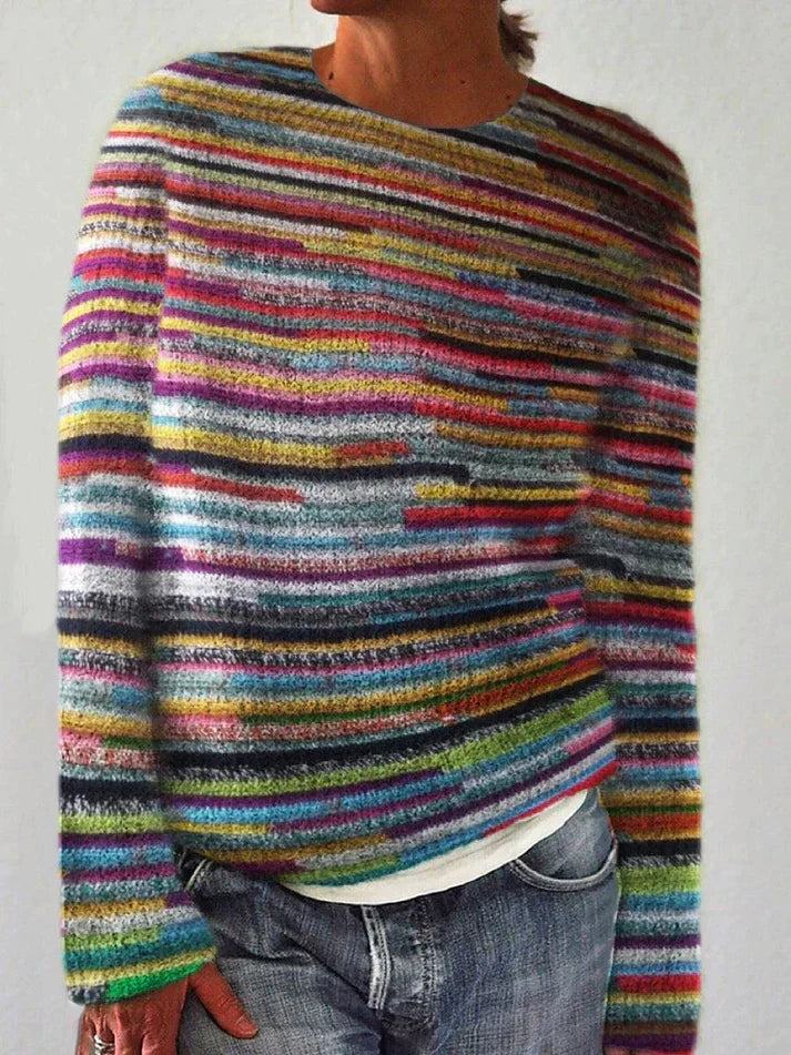 Gestreifter Damenpullover mit Langarm – Eleganter Casual Look für den Alltag 0