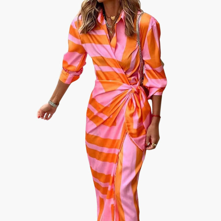 Gestreiftes Maxi-Hemdkleid für Damen – Eleganter Sommerlook für jeden Anlass 0