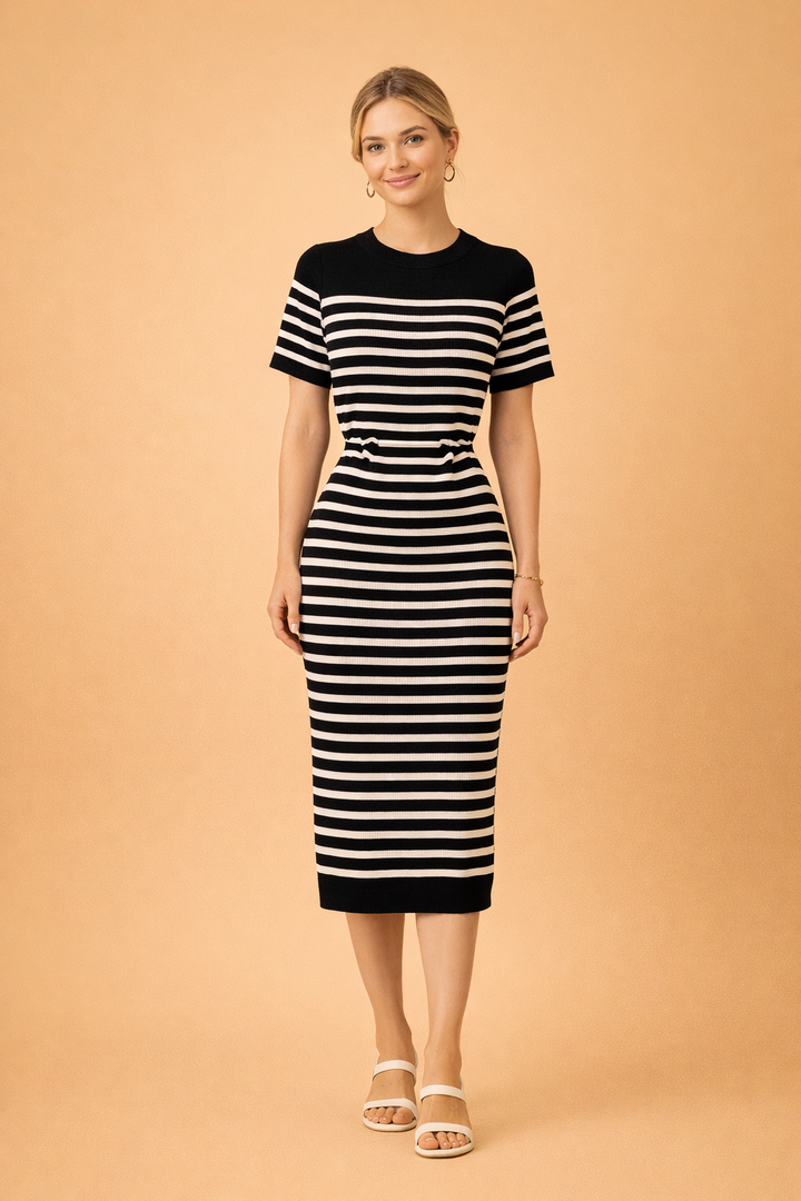 Gestreiftes Strandkleid für Damen – Elegantes Sommerkleid für Freizeit und Strand 0