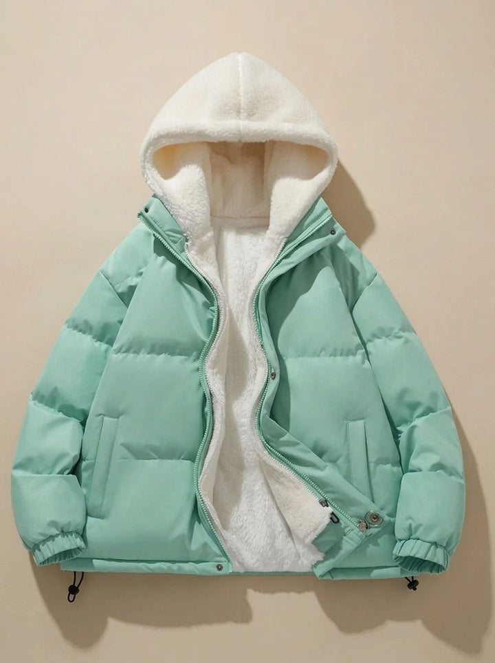 Hannah | Damen Daunenjacke mit Kapuze Sherpa-Fleece-Futter Winterjacke 11