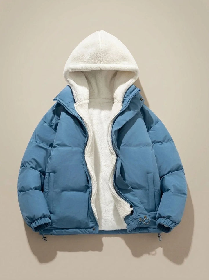 Hannah | Damen Daunenjacke mit Kapuze Sherpa-Fleece-Futter Winterjacke 9