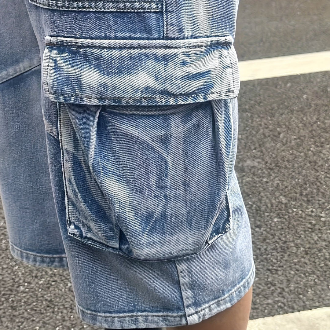 Herren Cargo Shorts Denim – Robuste Kurze Hosen für Alltag und Freizeit, Praktische Taschen, Bequeme Passform 0