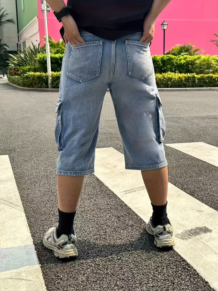 Herren Cargo Shorts Denim – Robuste Kurze Hosen für Alltag und Freizeit, Praktische Taschen, Bequeme Passform 4