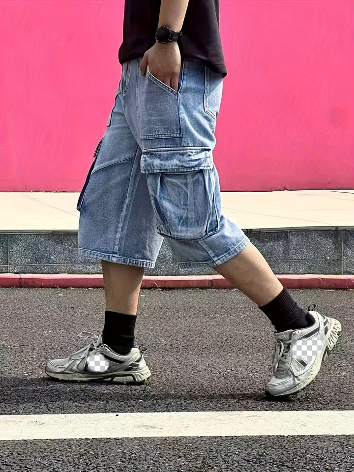 Herren Cargo Shorts Denim – Robuste Kurze Hosen für Alltag und Freizeit, Praktische Taschen, Bequeme Passform 5