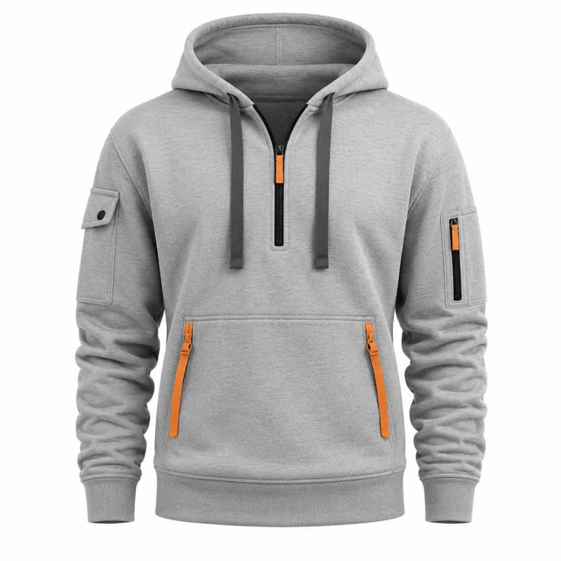 Herren Hoodie mit Reißverschluss und Fronttasche 0