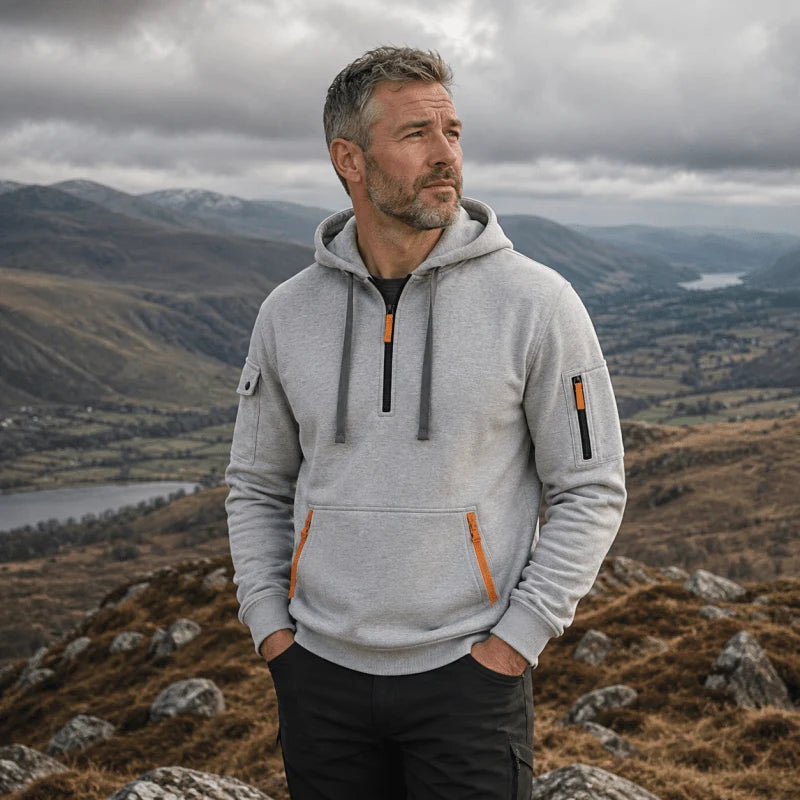 Herren Hoodie mit Reißverschluss und Fronttasche 7