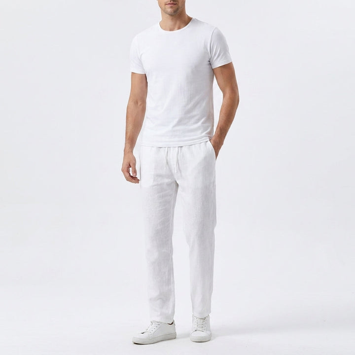 Herren Hose Leinen Sommer Bequeme Freizeithose Lockerer Schnitt für Stil und Komfort 0