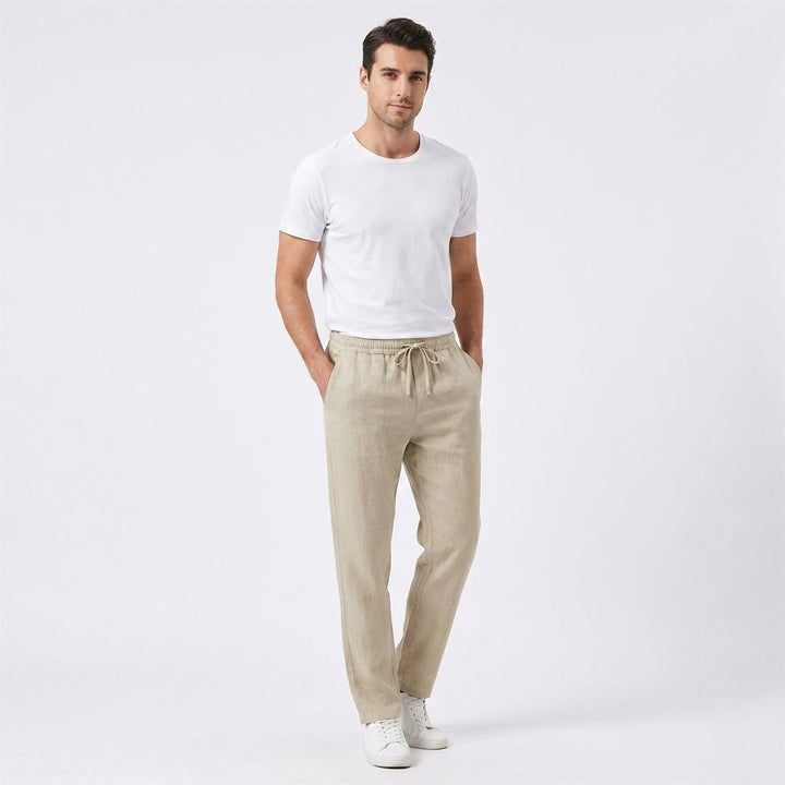 Herren Hose Leinen Sommer Bequeme Freizeithose Lockerer Schnitt für Stil und Komfort 2