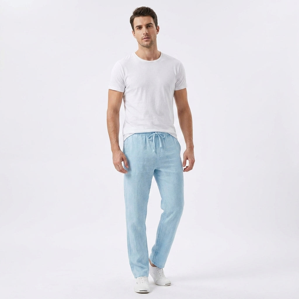 Herren Hose Leinen Sommer Bequeme Freizeithose Lockerer Schnitt für Stil und Komfort 3