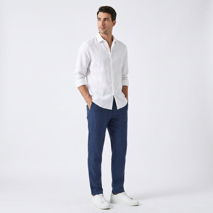 Herren Hose Leinen Sommer Bequeme Freizeithose Lockerer Schnitt für Stil und Komfort 4