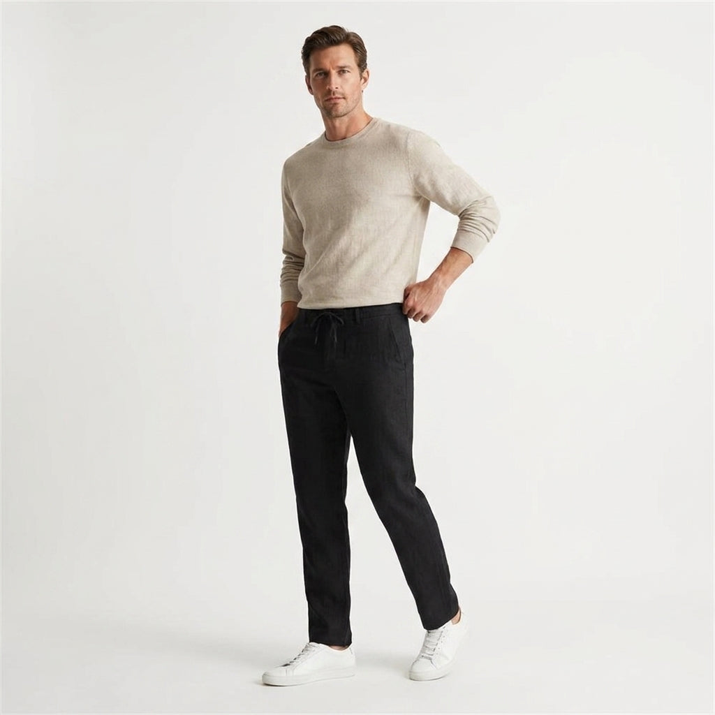 Herren Hose Leinen Sommer Bequeme Freizeithose Lockerer Schnitt für Stil und Komfort 5