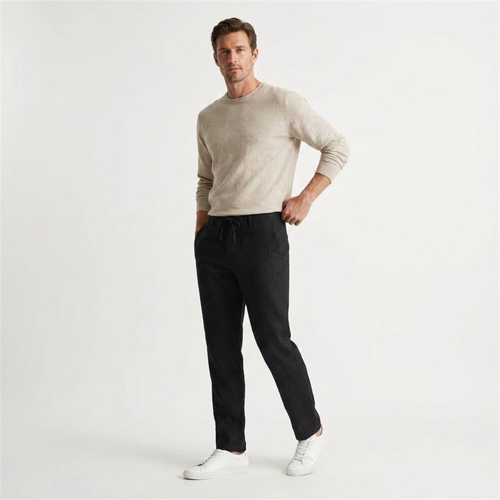 Herren Hose Leinen Sommer Bequeme Freizeithose Lockerer Schnitt für Stil und Komfort 5
